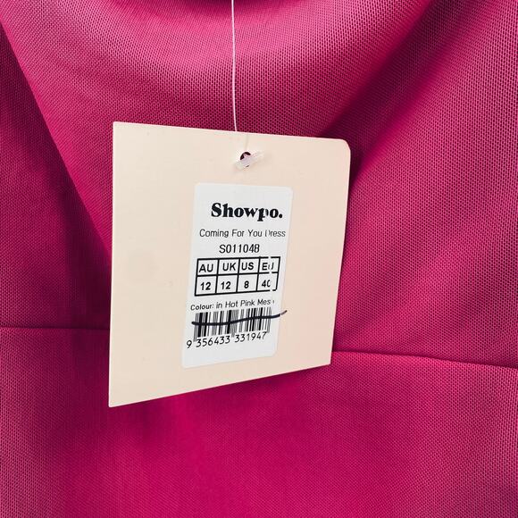 Showpo Coming for You Mesh Ruched Bodycon Midi Dress Magenta Hot Pink NEW 8 - Picture 8 of 11